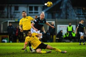Dundee's Charlie Adam has a shot during the Scottish Cup tie against Dumbarton.