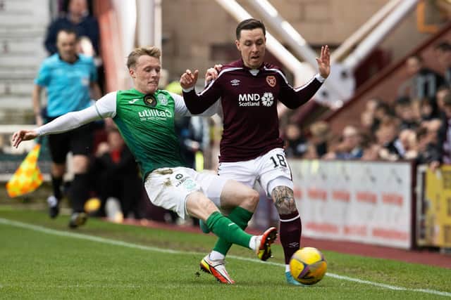 Jake Doyle-Hayes was part of the Hibs team that lost to Hearts last weekend.
