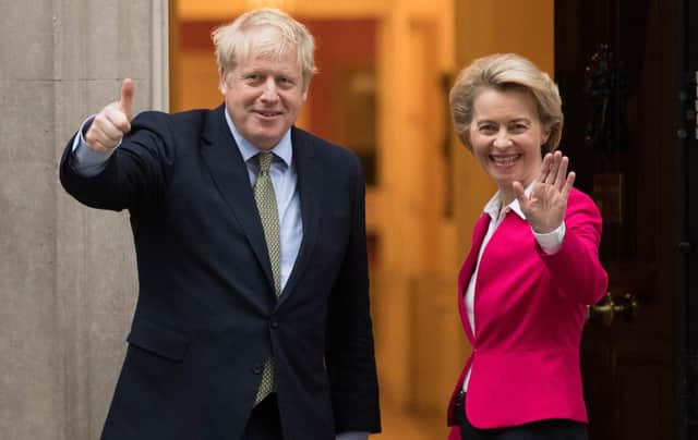 Boris Johnson and Ursula von der Leyen. The Prime Minister is to hold talks with the European Commission president. Picture: Stefan Rousseau/PA Wire