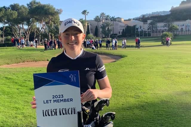 West Kilbride's Louse Duncan celebrates securing her LET card for the 2023 season after coming through nine rounds over two stages at La Manga.