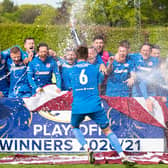 Kelty Hearts celebrate their promotion to League 2.