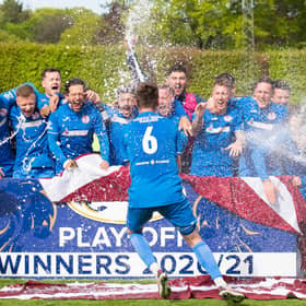 Kelty Hearts celebrate their promotion to League 2.