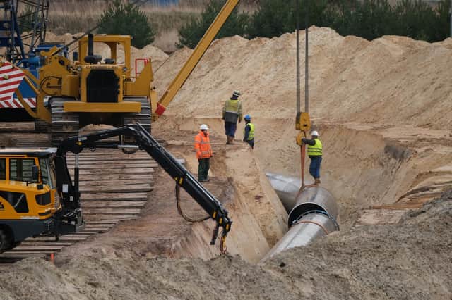 Pipes laid near Lubmin, Germany, were meant to transfer Russian gas from the Nord Stream 2 pipeline, which has been suspended following Russia's invasion of Ukraine (Picture: Sean Gallup/Getty Images)