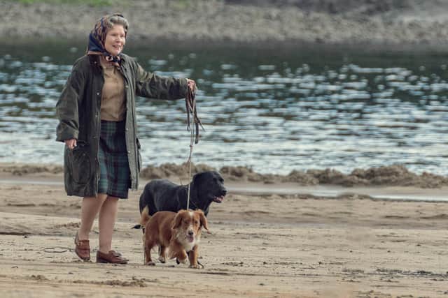 Imelda Staunton enjoyed scenes where she played The Queen walking her dogs along beaches in Scotland. Pic: Contributed