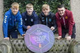 PFA Scotland Young player of the Year nominees David Watson (Kilmarnock), Lyle Cameron (Dundee), Ross McCausland (Rangers) and Lennon Miller (Motherwell).