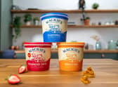 Mackie's traditional, strawberry swirl and honeycomb ice creams.
