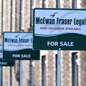 John Devlin 03/01/2020. GLASGOW. Stock shot of For Sale sign. property for sale, housing, GV, general view, property market. builders, building, file pic, for sale, flat.