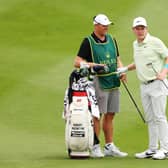 Bob MacIntyre with caddie Mike Thomson during the opening round of the DS Automobiles Italian Open at Marco Simone Golf Club n the outskirts of Rome. Picture: Andrew Redington/Getty Images.