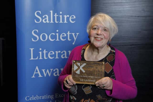Poet and playwright Liz Lochhead has been honoured with a lifetime achievement award from the Saltire Society for her contribution to Scottish literature. Picture: Graham Clark