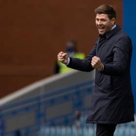 Rangers manager Steven Gerrard celebrates his side scoring against Aberdeen in the recent 4-0 win. Picture: SNS