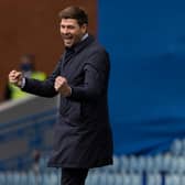 Rangers manager Steven Gerrard celebrates his side scoring against Aberdeen in the recent 4-0 win. Picture: SNS