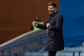 Rangers manager Steven Gerrard celebrates his side scoring against Aberdeen in the recent 4-0 win. Picture: SNS