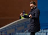 Rangers manager Steven Gerrard celebrates his side scoring against Aberdeen in the recent 4-0 win. Picture: SNS