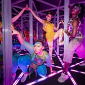 Sophie Douglas, Emmanuella Damptey and Caitlin Anderson played aliens from the planet Hanyana in the Fringe show WeCameToDance. Picture: Ian Georgeson