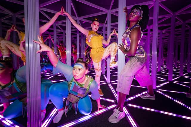 Sophie Douglas, Emmanuella Damptey and Caitlin Anderson played aliens from the planet Hanyana in the Fringe show WeCameToDance. Picture: Ian Georgeson