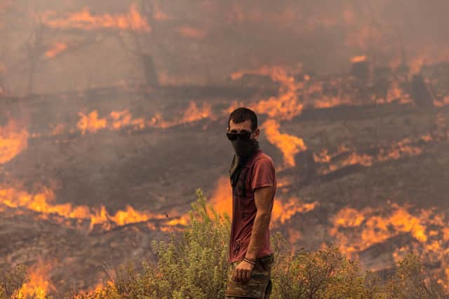 The wildfires on Rhodes are a climate disaster that has prompted growing concern about the lack of effective action to tackle global warming. Picture: Dan Kitwood/Getty Images