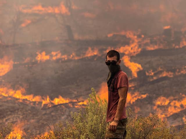 The wildfires on Rhodes are a climate disaster that has prompted growing concern about the lack of effective action to tackle global warming. Picture: Dan Kitwood/Getty Images