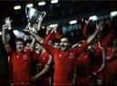 Aberdeen captain Willie Miller celebrates with the rest of the team after winning the European Cup Winners Cup following a 2-1 win over Real Madrid in Gothenburg in 1983.