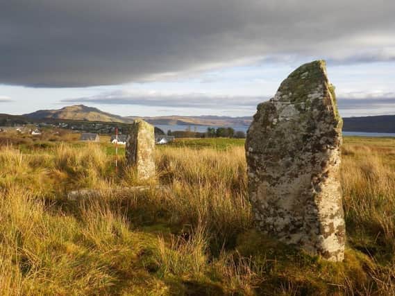 The short stone row at Baliscate in the north east of Mull, where evidence of fire, human burial and quartz chippings indicate elaborate rituals at these 'portals to the afterworld'. PIC: Dr Clare Ellis/Argyll Archaeology.