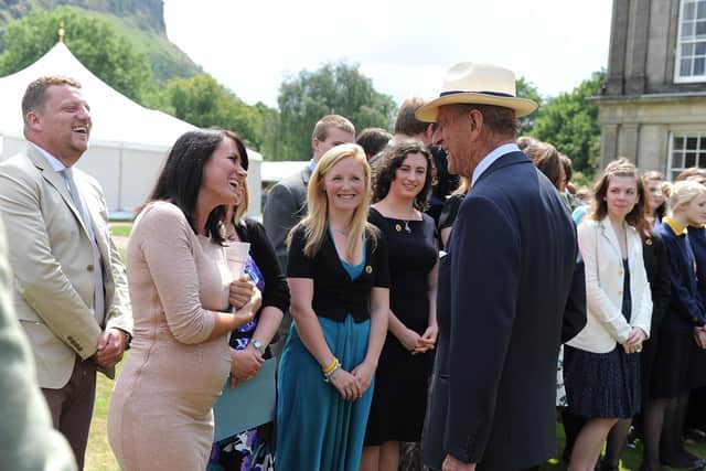 Prince Philip meeting Duke of Edinburgh Award winners at the Palace of Holyroodhouse