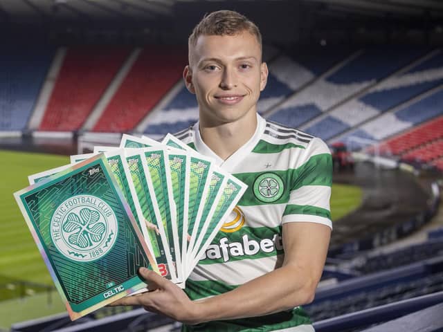Celtic’s Alistair Johnston helped launch the new 2022/23 SPFL Match Attax Collection, on sale now in Scottish retailers and via Topps.com