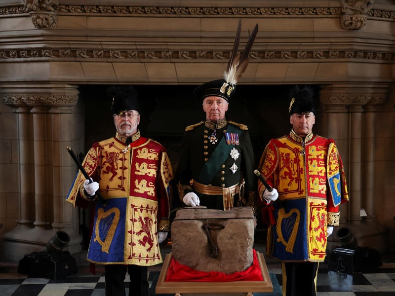 The procession was led by the Lord Lyon King of Arms – the monarch’s representative in Scotland – and attended by First Minister Humza Yousaf in his capacity of Keeper of the Great Seal of Scotland and one of the commissioners for the safeguarding of the regalia.