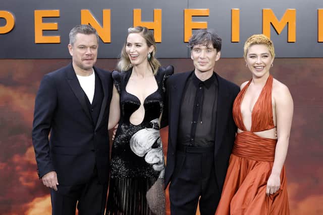 Matt Damon, Emily Blunt, Cillian Murphy and Florence Pugh attend the 'Oppenheimer' UK Premiere at the Odeon Luxe Leicester Square. Picture: John Phillips/Getty Images