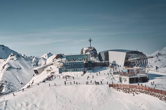 OO7 ELEMENTS (left) next to the ice Q restaurant at the summit of the Gaislachkogl Mountain. Picture: Anton Klocker/Ötztal Tourismus.