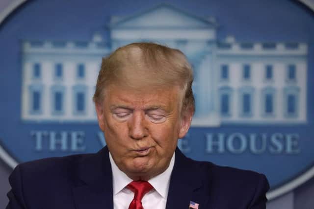 President Trump told reporters that disinfectant injections could be a treatment for coronavirus. (Photo by Alex Wong/Getty Images)