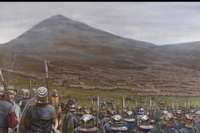 An artist's impression of the Battle of Mons Graupius, fought between the Romans and Caledonians in 83 or 84AD. The battle as been linked to an Iron Age village and metal working site discovered in a quarry near Elgin. PIC: YouTube.