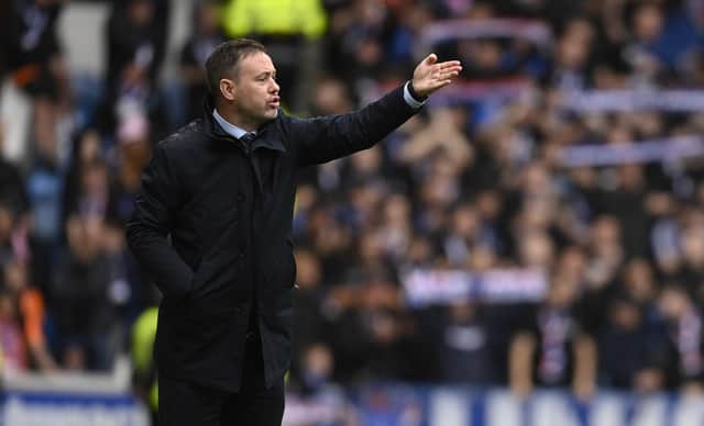 Rangers manager Michael Beale instructs his players during the 1-0 win over Motherwell.
