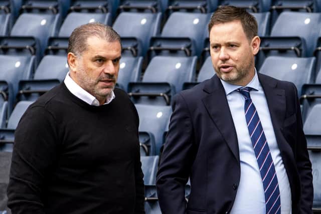 Rangers manager Michael Beale (right) will attempt to get the better of Celtic counterpart Ange Postecoglou this Saturday lunchtime. (Photo by Alan Harvey / SNS Group)