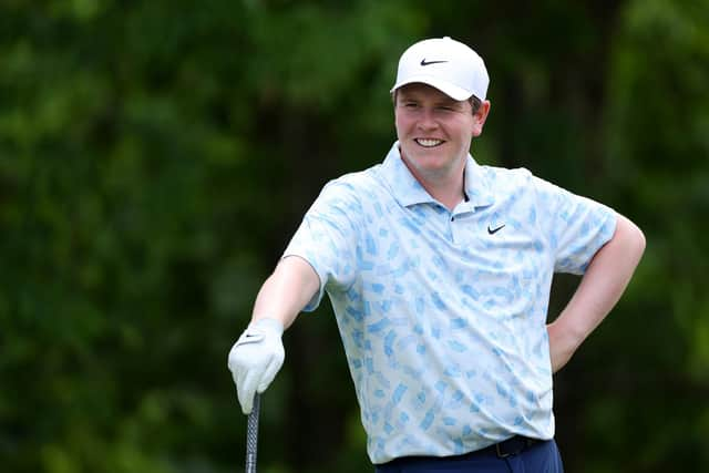 Bob MacIntyre of Scotland looks on from the 18th tee during the first round of the 106th PGA Championship at Valhalla Golf Club in Louisville, Kentucky. Picture:  Andrew Redington/Getty Images.