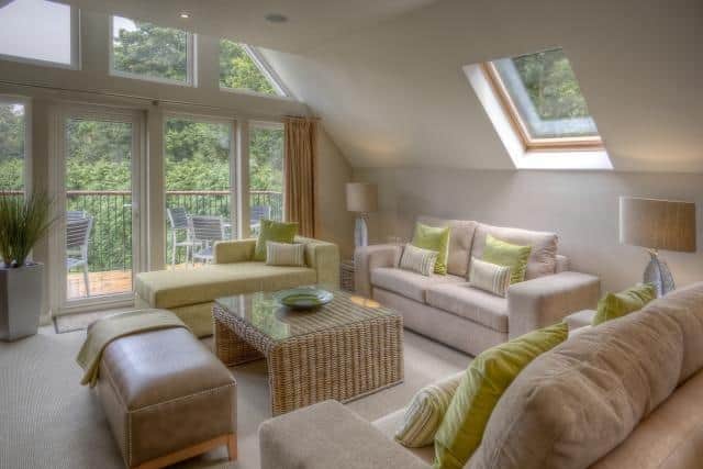 The living room in one of the two-bed retreat lodges. Pic: Contributed