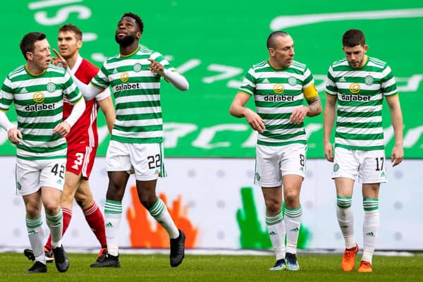 Celtic’s Odsonne Edouard celebrates after scoring the goal that ensured John Kennedy made a winning start to his  spell as interim manager. (Photo by Craig Williamson / SNS Group)