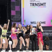 Revellers arrive at TRNSMT Festival at Glasgow Green in Glasgow.