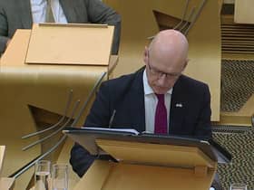 John Swinney speaking at FMQs at the Scottish Parliament on Thursday (Photo: Scottish Parliament).