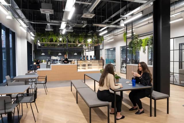A major refurbishment of the Glasgow office building has included the addition of an extensive café and business lounge.