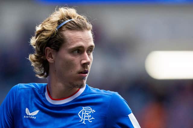 GLASGOW, SCOTLAND - MAY 07: Todd Cantwell in action for Rangers during a cinch Premiership match between Rangers and Aberdeen at Ibrox Stadium, on May 07, 2023, in Glasgow, Scotland. (Photo by Ross MacDonald / SNS Group)