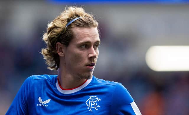 GLASGOW, SCOTLAND - MAY 07: Todd Cantwell in action for Rangers during a cinch Premiership match between Rangers and Aberdeen at Ibrox Stadium, on May 07, 2023, in Glasgow, Scotland.  (Photo by Ross MacDonald / SNS Group)