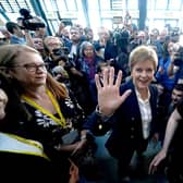 Former leader Nicola Sturgeon arrives at the SNP annual conference at the Event Complex Aberdeen (TECA) in Aberdeen.