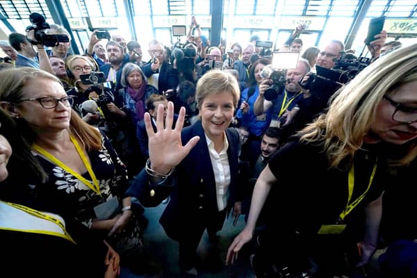 Former leader Nicola Sturgeon arrives at the SNP annual conference at the Event Complex Aberdeen (TECA) in Aberdeen.
