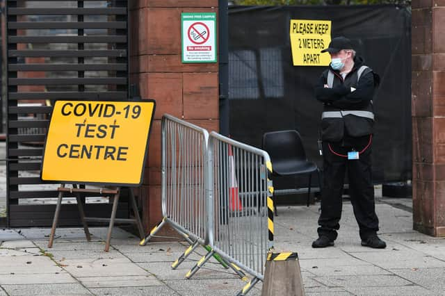 The First Minister announces the latest daily coronavirus figures (Photo: John Devlin).