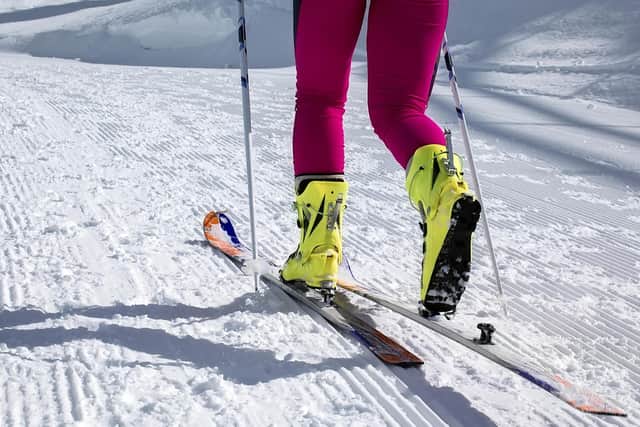 In ski touring the heels are lifted off the ski. Pic: Alamy/PA.