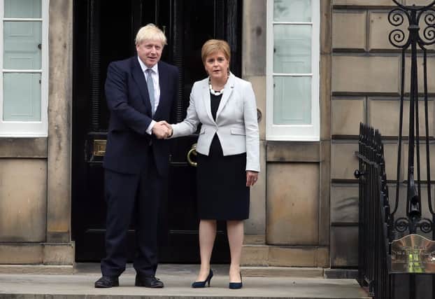 Nicola Sturgeon welcomes Boris Johnson to Bute House in Edinburgh in 2019 (Picture: Jane Barlow/PA Wire)