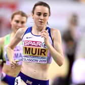 Laura Muir became the first Briton to break the four-minute barrier in the women's 1500m indoors.