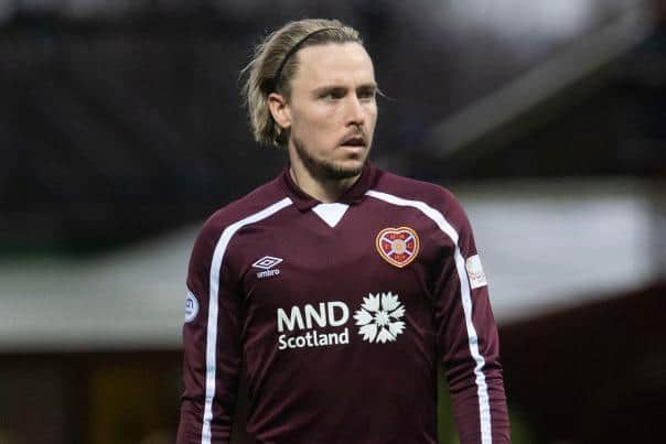 Barrie McKay in action for Hearts during a cinch Premiership match between Motherwell and Heart of Midlothian at Fir Park, on November 20, 2021, in Motherwell, Scotland.  (Photo by Craig Foy / SNS Group)