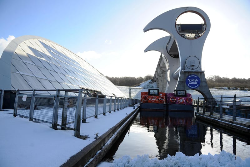 The Falkirk Wheel in the snow. Picture: Michael Gillen
