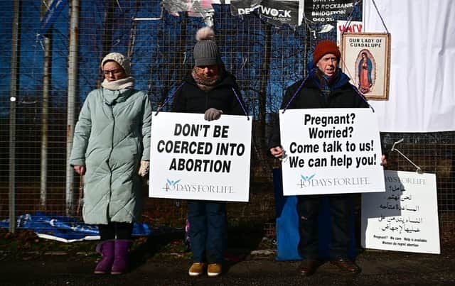 Protesters pictured at the start of the '40 Days for Life' campaign in late February, outside the QEUH in Glasgow.