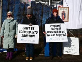 Protesters pictured at the start of the '40 Days for Life' campaign in late February, outside the QEUH in Glasgow.